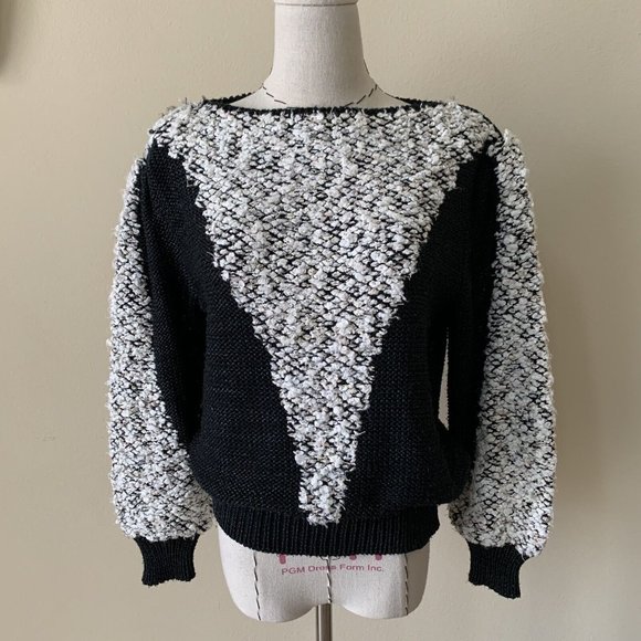 Vintage 80s Max Bradley Textured Knit Sweater New Wave Carrie Bradshaw S/M - Picture 1 of 9